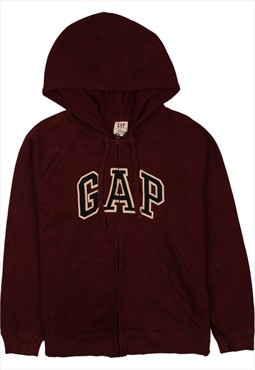 Vintage 90's Gap Hoodie Spellout Full Zip Up Burgundy Red