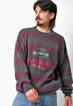 90s vintage sweater mens multi colour striped pattern 