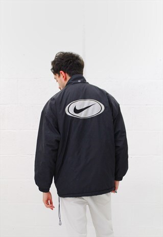 VINTAGE NIKE JACKET WITH BIG LOGO BACK PRINT IN BLACK