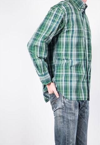VINTAGE GREEN CHECKED TOMMY HILFIGER SHIRT