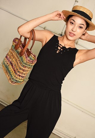 Y2K RETRO LACE-UP PARIS CHIC FESTIVAL TANK TOP
