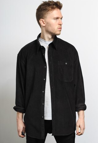VINTAGE CORDUROY CORD SHIRT BLACK