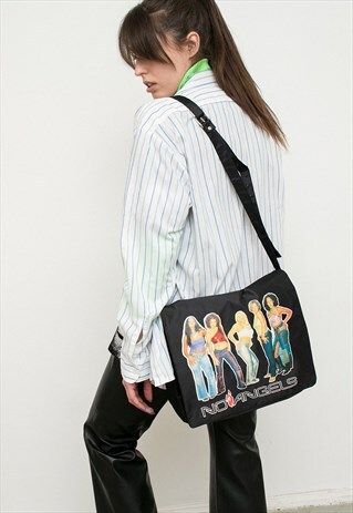 VINTAGE BAG BLACK LARGE COMPUTER SHOULDER CROSS BODY Y2K