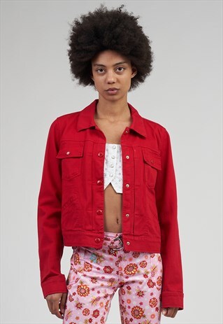 VINTAGE 90'S ARMANI JEANS RED DENIM JACKET
