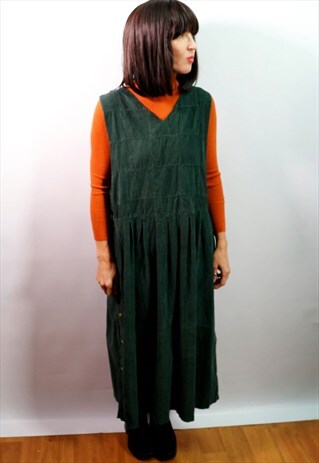 VINTAGE 90'S GREEN CORDUROY DRESS