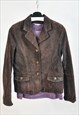 VINTAGE 00S SUEDE LEATHER BLAZER JACKET IN BROWN