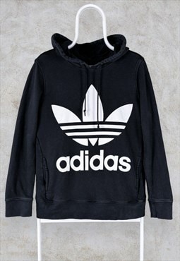 Adidas Originals Black Hoodie Firebird Trefoil Pullover UK 8