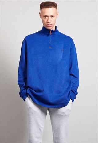 VINTAGE OVERSIZED BLUE ZIP UP FRONT RALPH LAUREN SWEATER