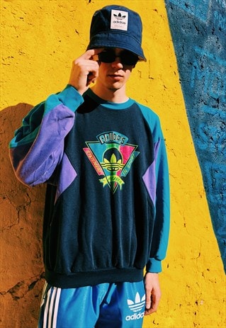 RARE VINTAGE 90S PURPLE COLOUR BLOCK ADIDAS SWEATSHIRT