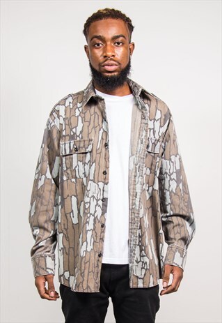 VINTAGE 90'S TREE CAMO PATTERN LONG SLEEVE SHIRT