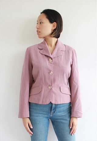 80S NUDE PINK STONE WASHED CROP BLAZER