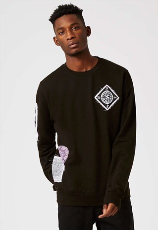 ART DISCO 'BADLANDS' PATCHED SWEATSHIRT IN BLACK