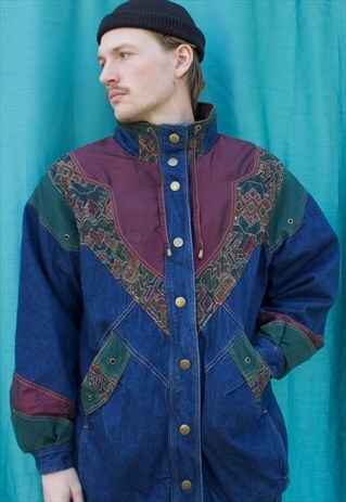 VINTAGE DENIM JACKET WITH AWESOME PATTERN