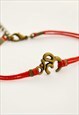 BRONZE OM BRACELET FOR WOMAN RED CORD YOGA GIFT FOR HER