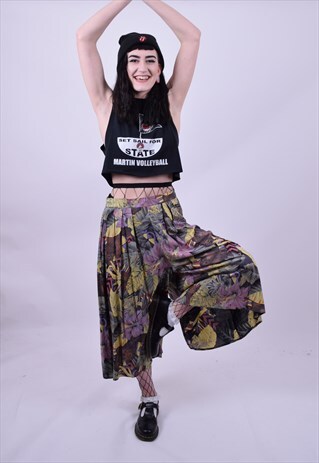 VINTAGE 80'S CRAZY PRINT BAGGY CULOTTES TROUSERS SIZE 14 16