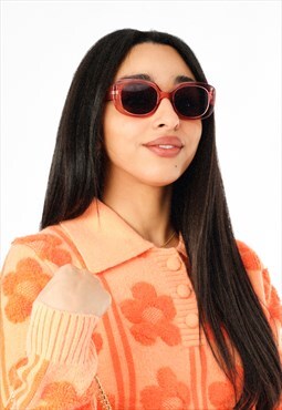 Magenta Narrow Oval Chunky Sunglasses