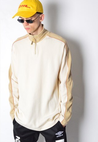 VINTAGE 90S BEIGE 1/4 ZIPPER JUMPER PULLOVER