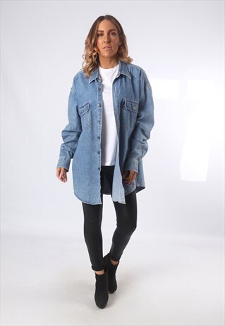 DENIM SHIRT RALPH LAUREN CHAPS OVERSIZED LONG UK 20 (5CG)