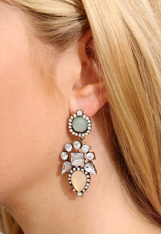 NUDE JEWELLED STATEMENT EARRINGS