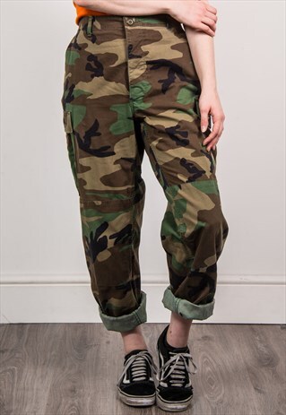 90'S CARGO ARMY PANTS GRUNGE CAMO TROUSERS