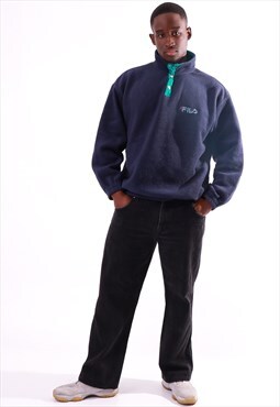 Vintage 90s  Fila Fleece Sweatshirt  in Blue