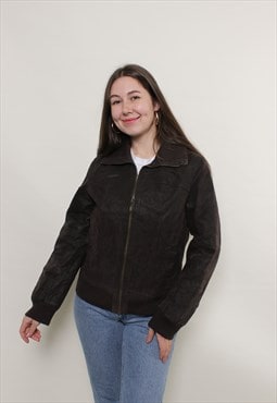 y2k leather crop jacket, vintage 2000s brown aviator cropped