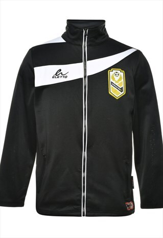 VINTAGE ZIP FRONT BLACK TRACK TOP - S