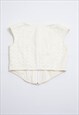 VINTAGE 80S ROMANTIC WHITE LACE FLORAL ZIP UP CORSET M/L 