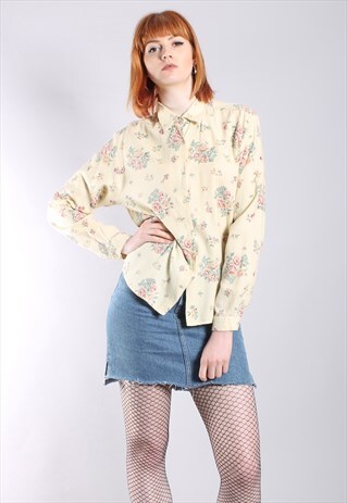 VINTAGE 80S FLORAL FLANNEL BLOUSE