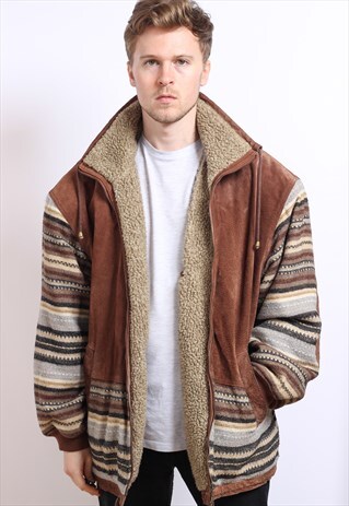 VINTAGE AZTEC FLEECE LINED JACKET