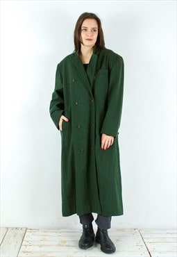 Bogner Wool Coat Button Up Jacket Long Overcoat Green Blazer