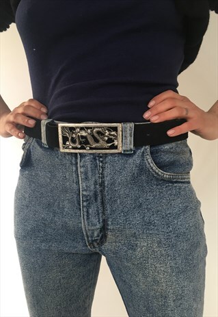 VINTAGE 90' UNIQUE BEAUTIFUL LEATHER VELOUR BELT WITH DRAGON
