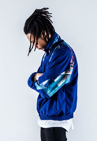 VINTAGE 90S GABBER TRACK TOP IN BLUE