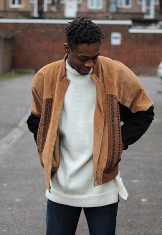 VINTAGE // 70'S // AZTEC // SUEDE LEATHER BOMBER JACKET