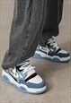 HIGH PLATFORM SNEAKERS MULTI PATCH TRAINER SHOES IN BLUE
