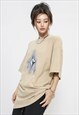 GALAXY PRINT T-SHIRT SPACE TEE GRUNGE STAR TOP IN CREAM