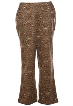 Vintage Liz Claiborne Medallion Print Brown Flared Trousers 