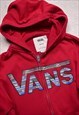 WOMEN'S VANS RED ZIP HOODED SPELL OUT JACKET