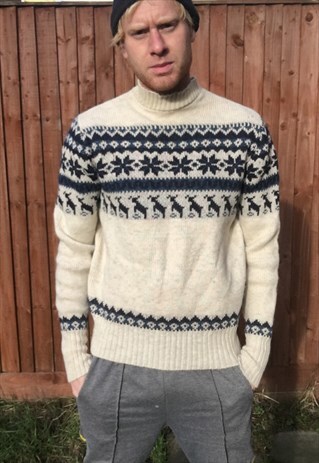 VINTAGE WOOL SWEATER JUMPER MENS CHUNKY M WINTER