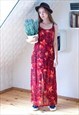 BRIGHT RED FLORAL MAXI DRESS