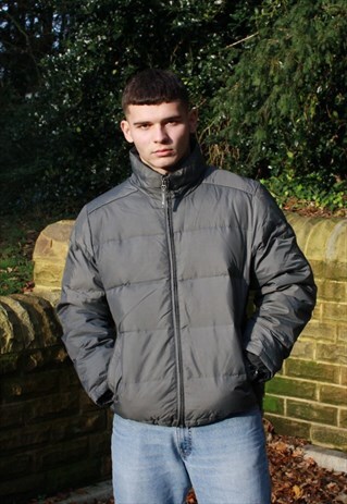 VINTAGE GREY THICK PADDED CHAMPION PUFFER JACKET
