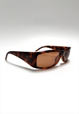 GUCCI SUNGLASSES GG BROWN RECTANGLE TORTOISESHELL LOGO 2493