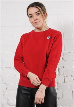 Vintage Converse Sweater in Red with Spell Out Logo Small