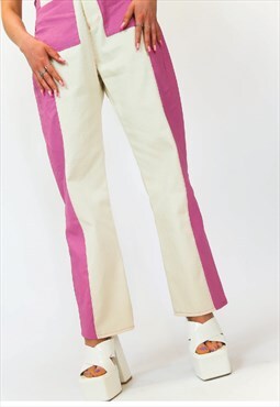 Jungleclub Flared Jeans In Pink and Cream 