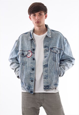 VINTAGE LEVIS TRUCKER 90S BLUE DENIM JEANS DYED