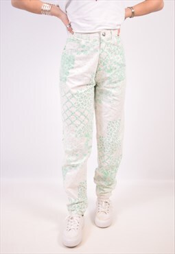 Vintage Rifle High Waist Trousers Floral White