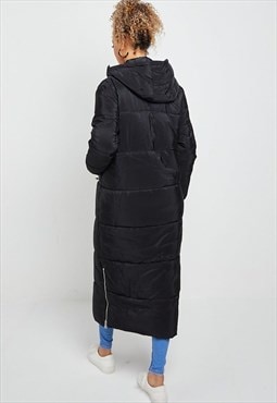 Black Hooded Maxi Puffer Coat