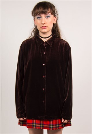 VINTAGE 90'S BROWN VELVET SHIRT