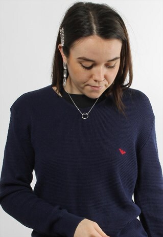 VINTAGE ARMANI DARK BLUE KNITTED JUMPER