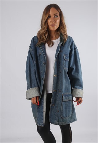 VINTAGE DENIM JACKET OVERSIZED LONGLINE LONG UK 22- 24 (82M)